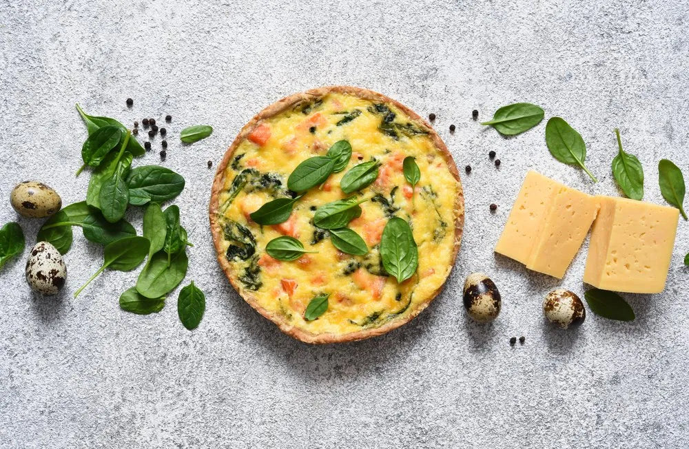 Double Cheese and Spring vegetable Tart