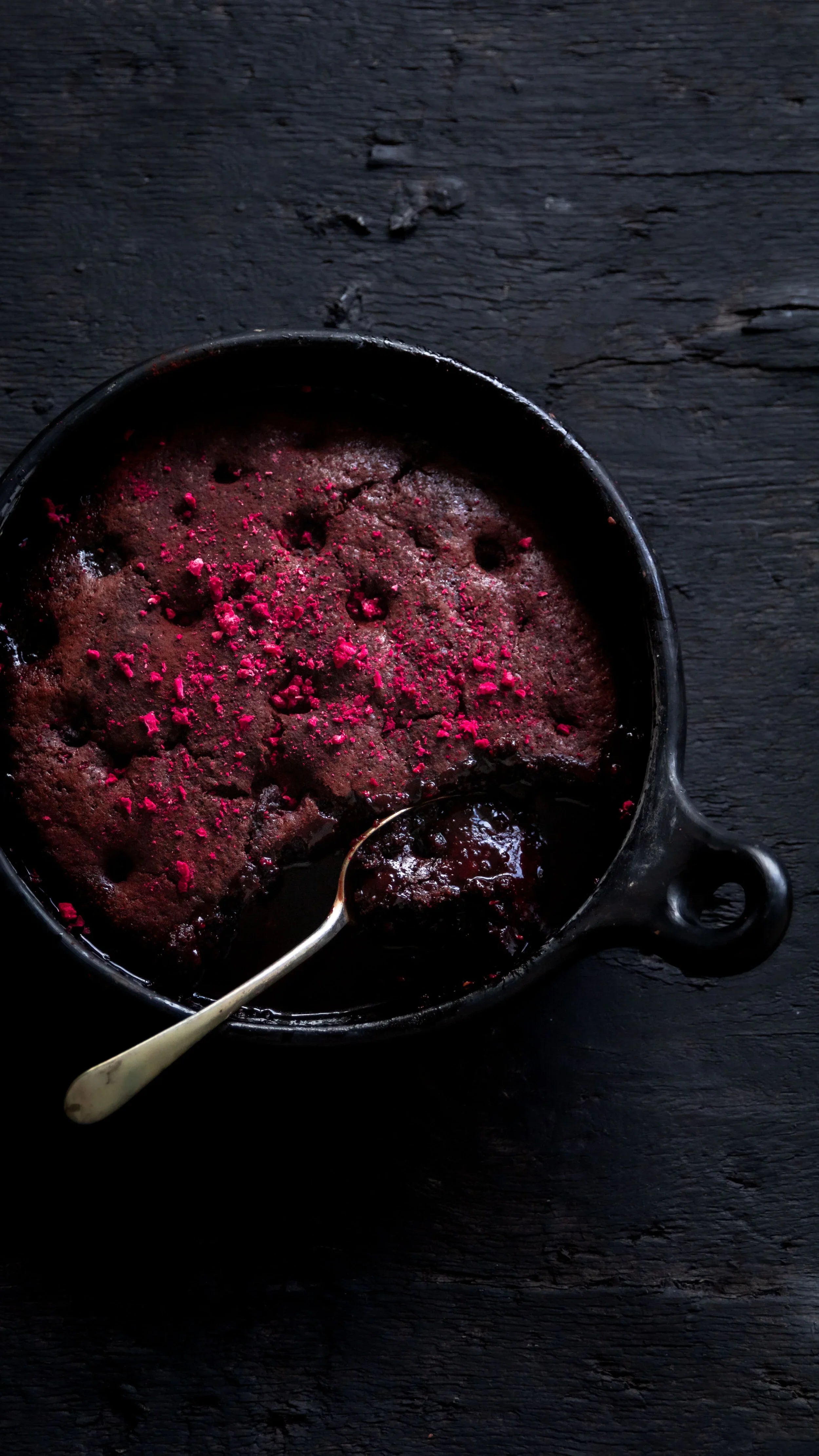Chocolate and Raspberry Self Saucing Pudding in La Chamba