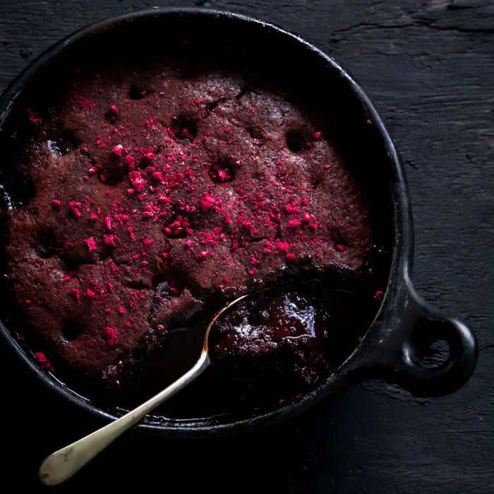 Chocolate and Raspberry Self Saucing Pudding in La Chamba