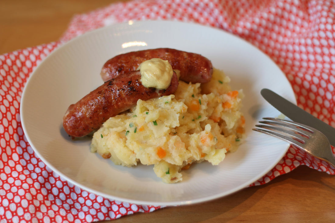 Sausages with Vege + Potato Mash