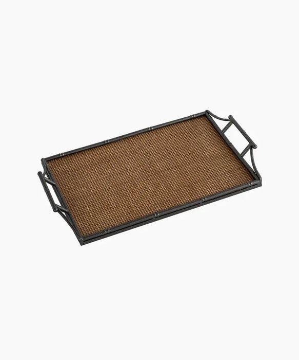 Rattan & Faux Bamboo Handle Tray