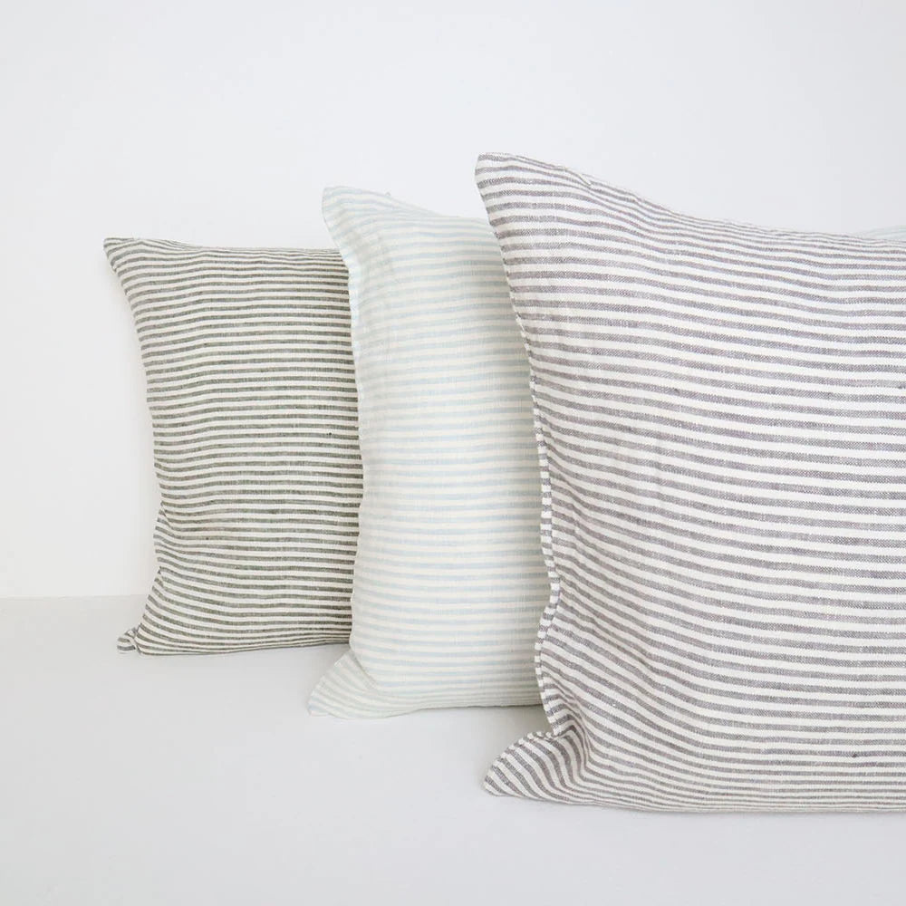 Cushion Linen Stripe Olive Green 50x40cm