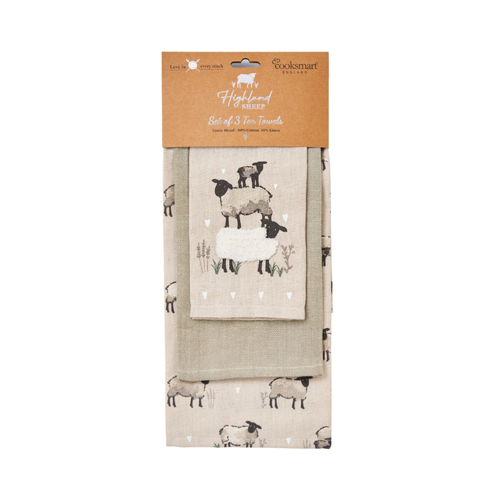 Highland Sheep Set of Three Tea Towels