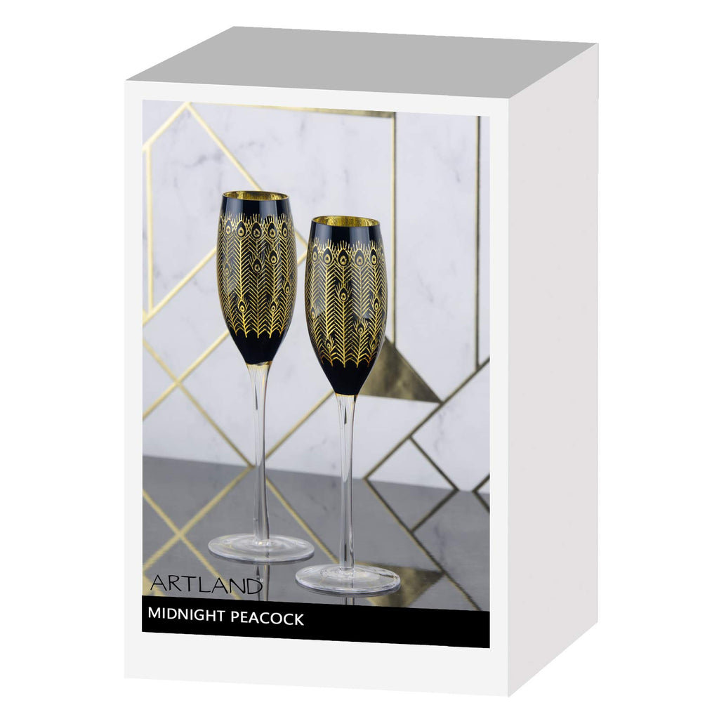 Artland Midnight Peacock Flute set of 2
