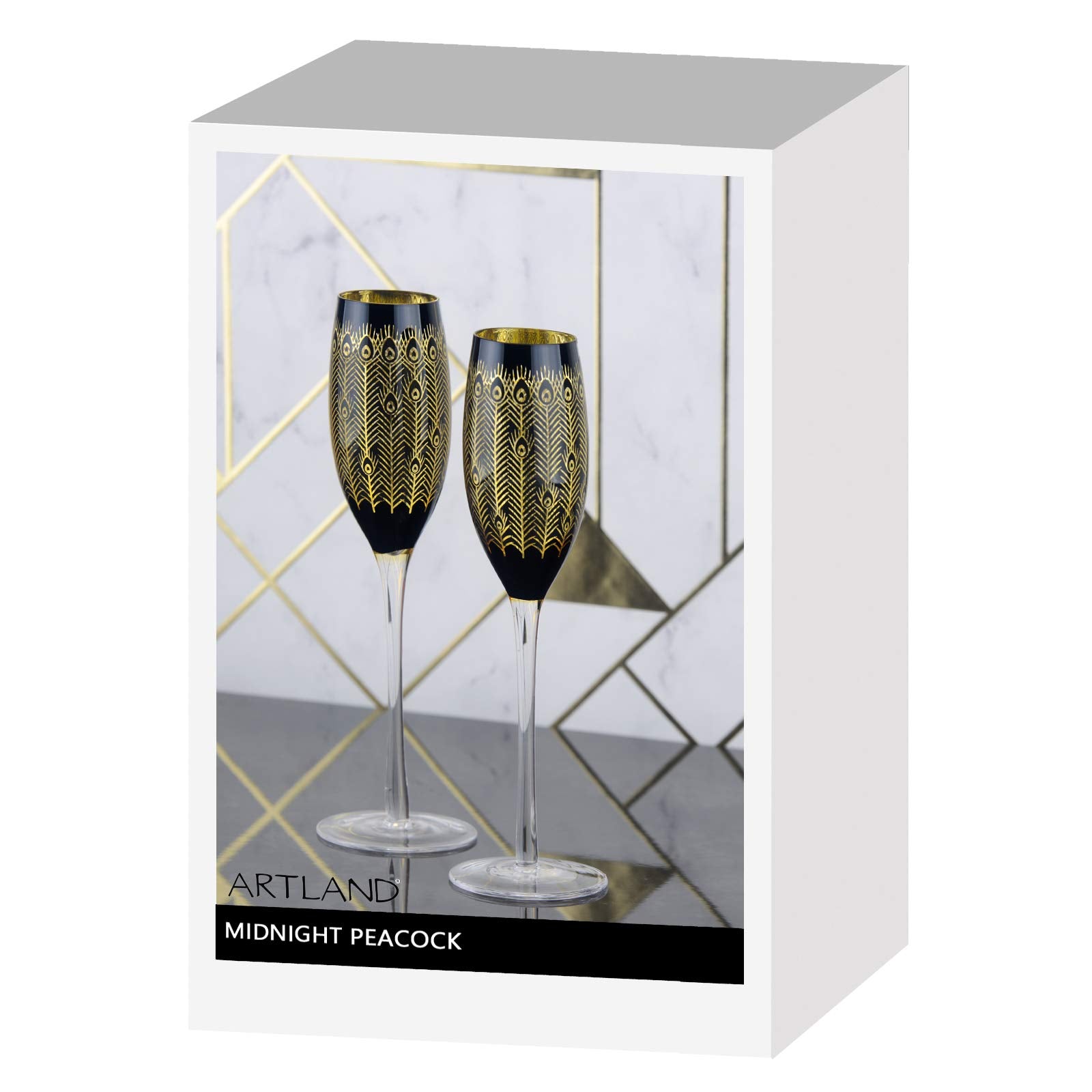 Artland Midnight Peacock Flute set of 2