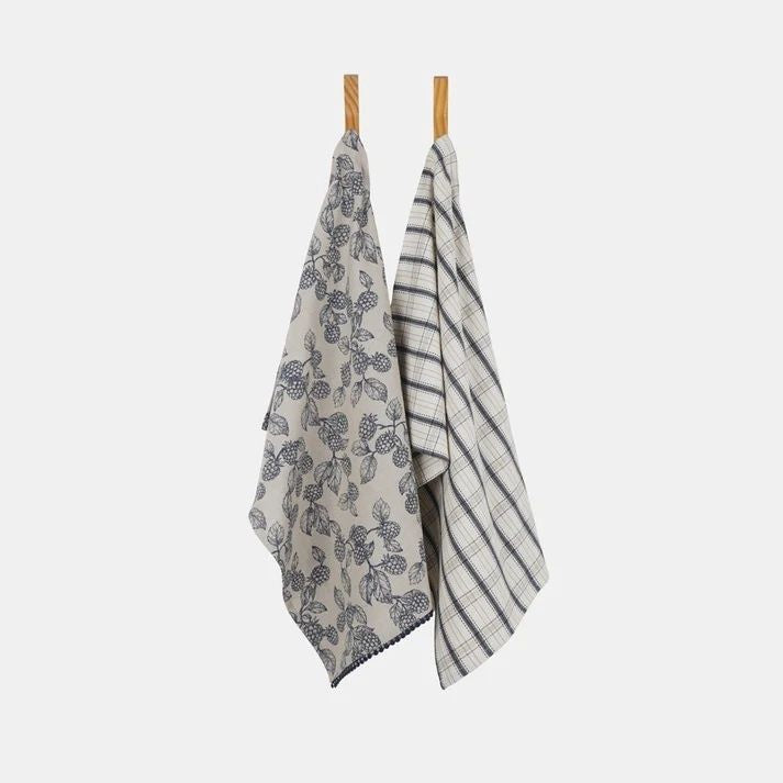 Berry and Bug Tea towel Blue set of 2