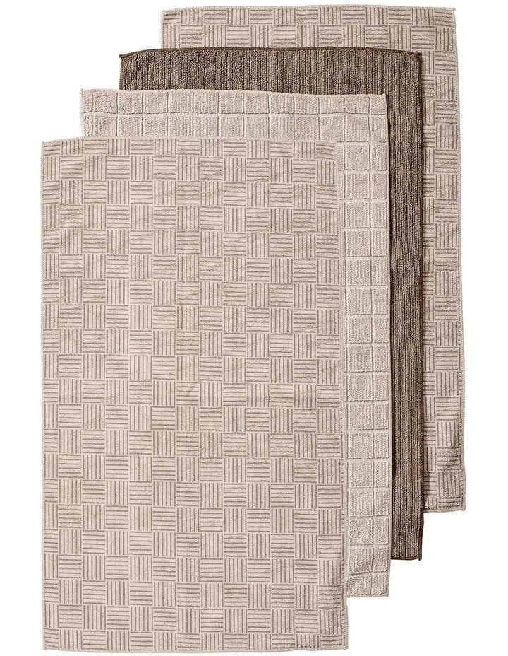Benton  Taupe Microfibre 4pk Kitchen Towel