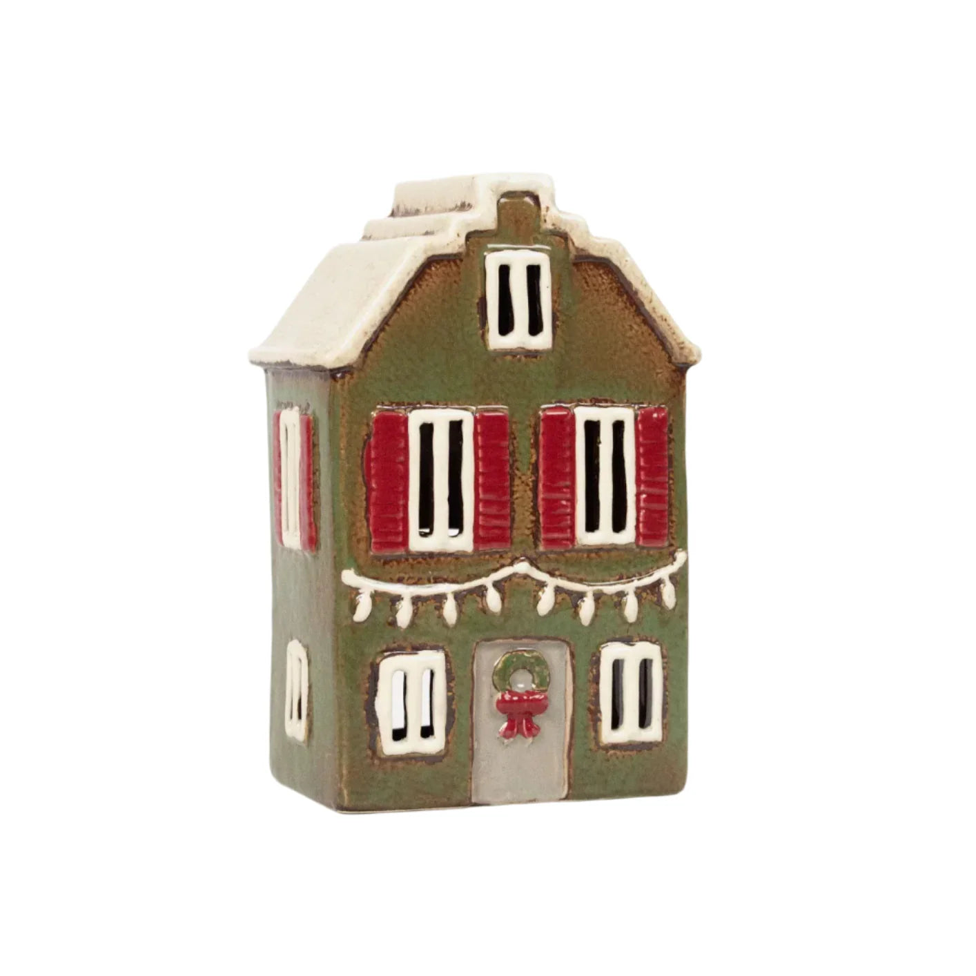 Alsace Tea Light House Christmas Green with Shutters