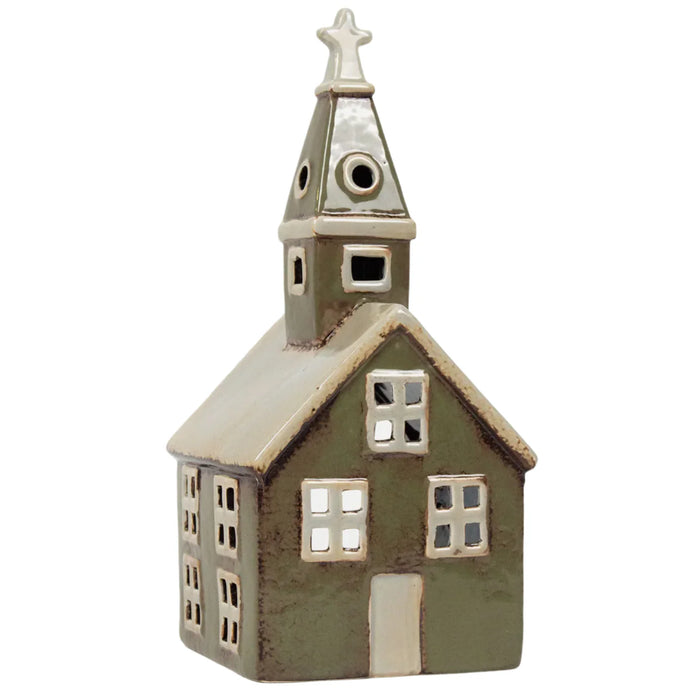 Alsace Tea Light Church Olive Green