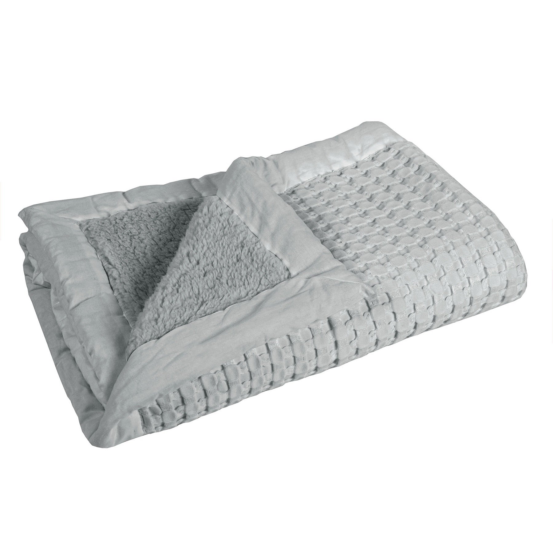 Bamboo Blend Waffle  Blanket with Sherpa Grey
