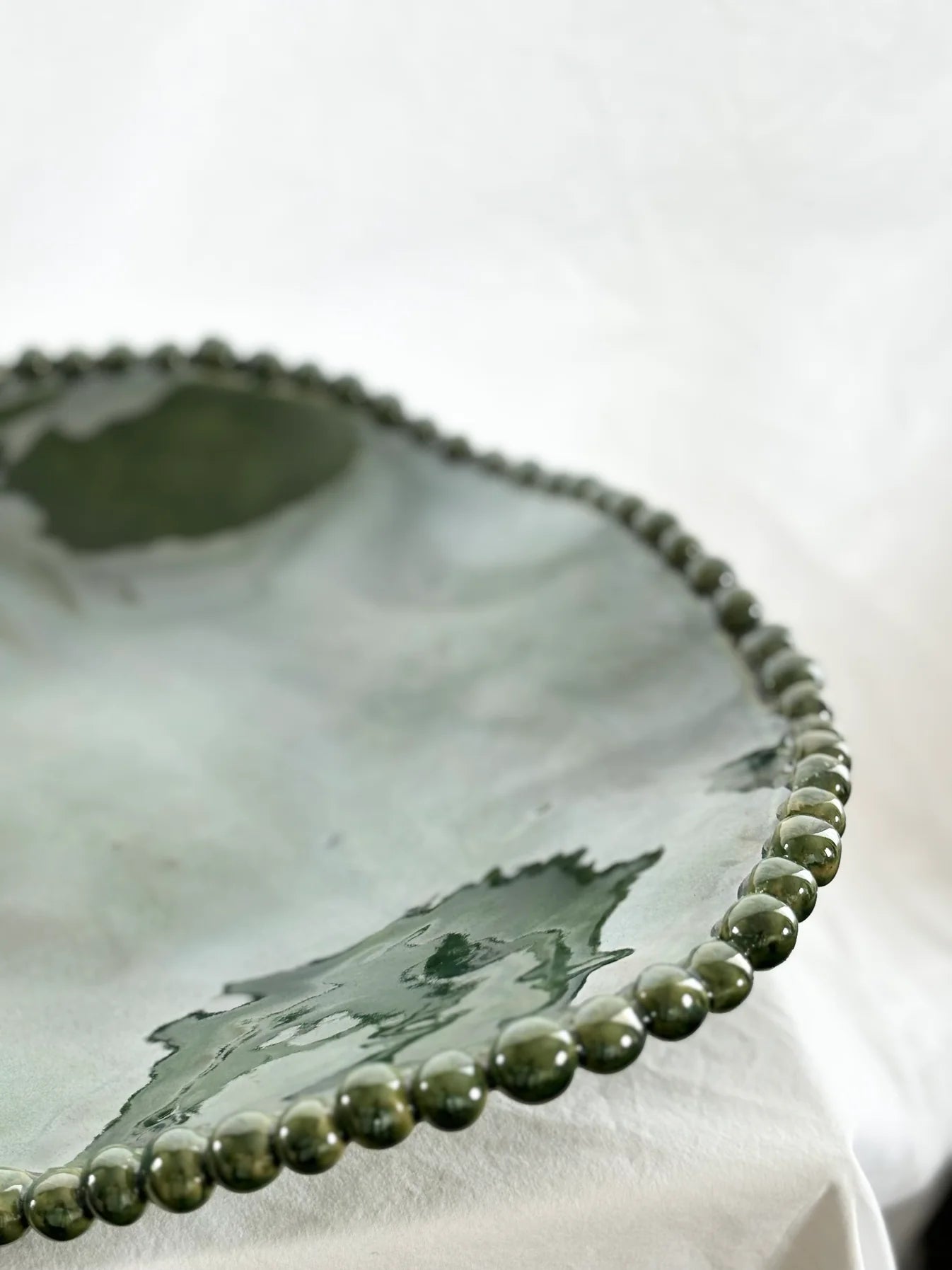 Beaded Bowl  Bottle Green