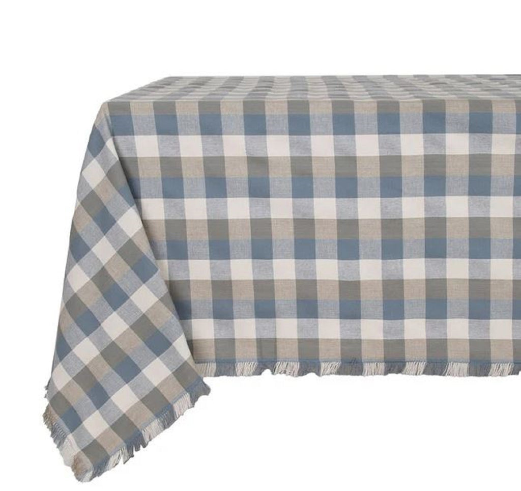 Tablecloth Double Check Blue Haze 140cm W x 240cm L