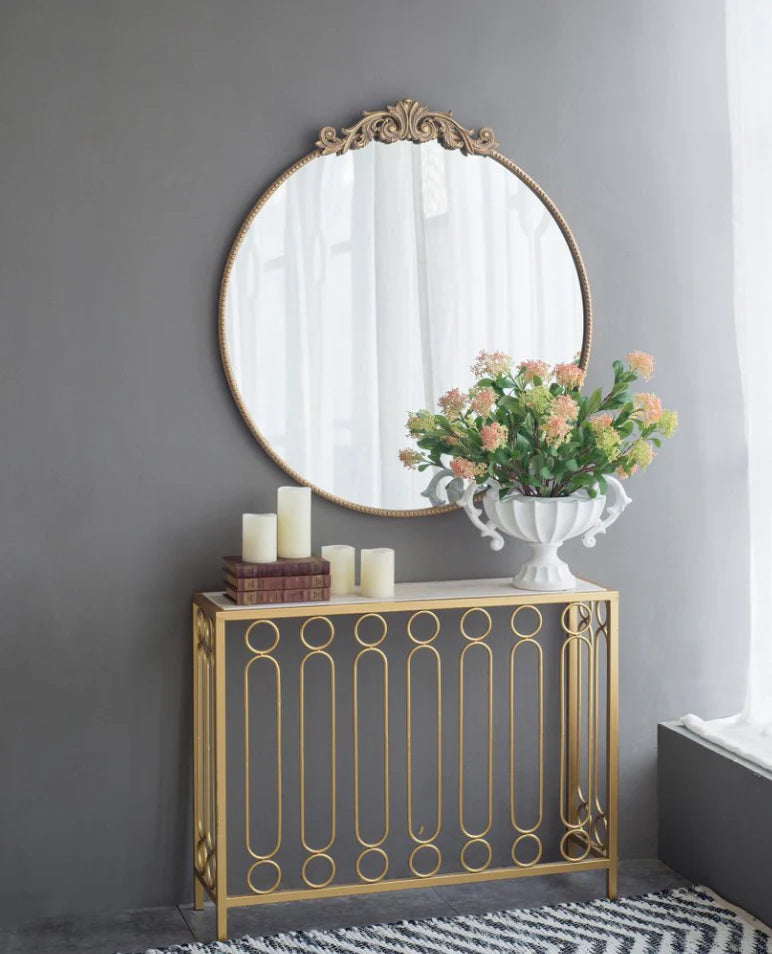 Mirror Antique Round Gold
