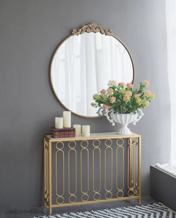 Mirror Antique Round Gold