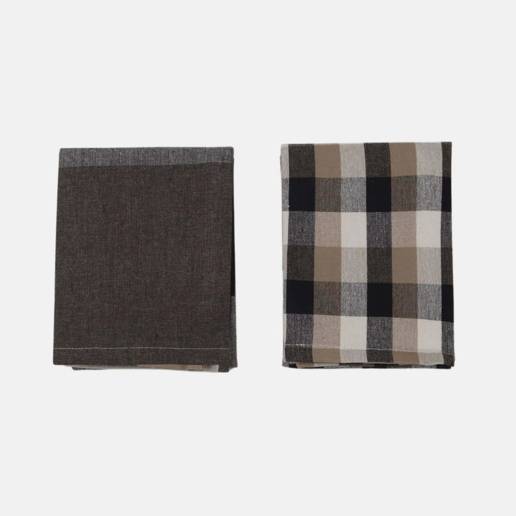Check Tea Towel Black set of Two
