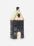 Christmas Tea light House Blue with Wreath