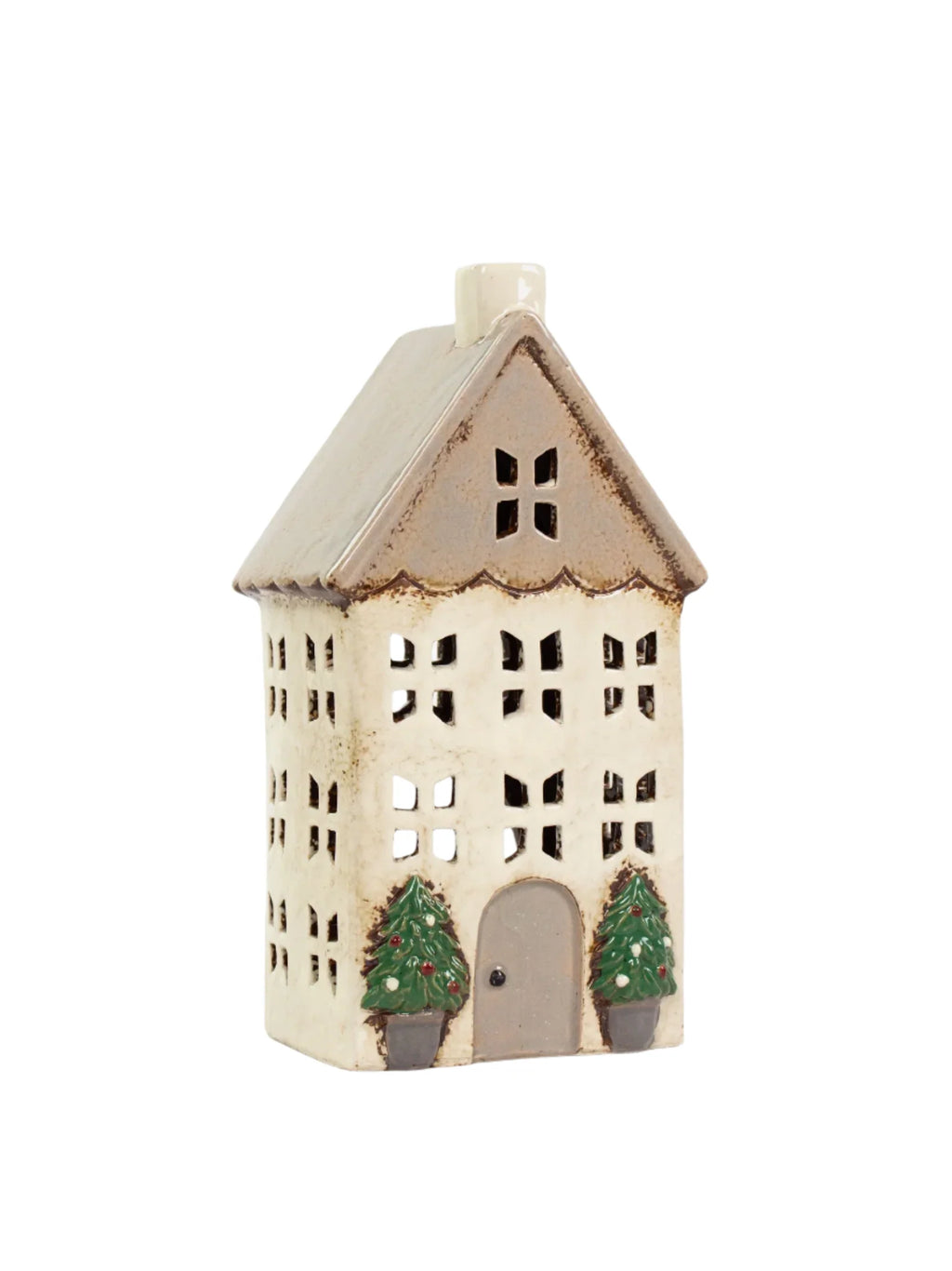 Christmas Tea Light House Stone with Pots medium