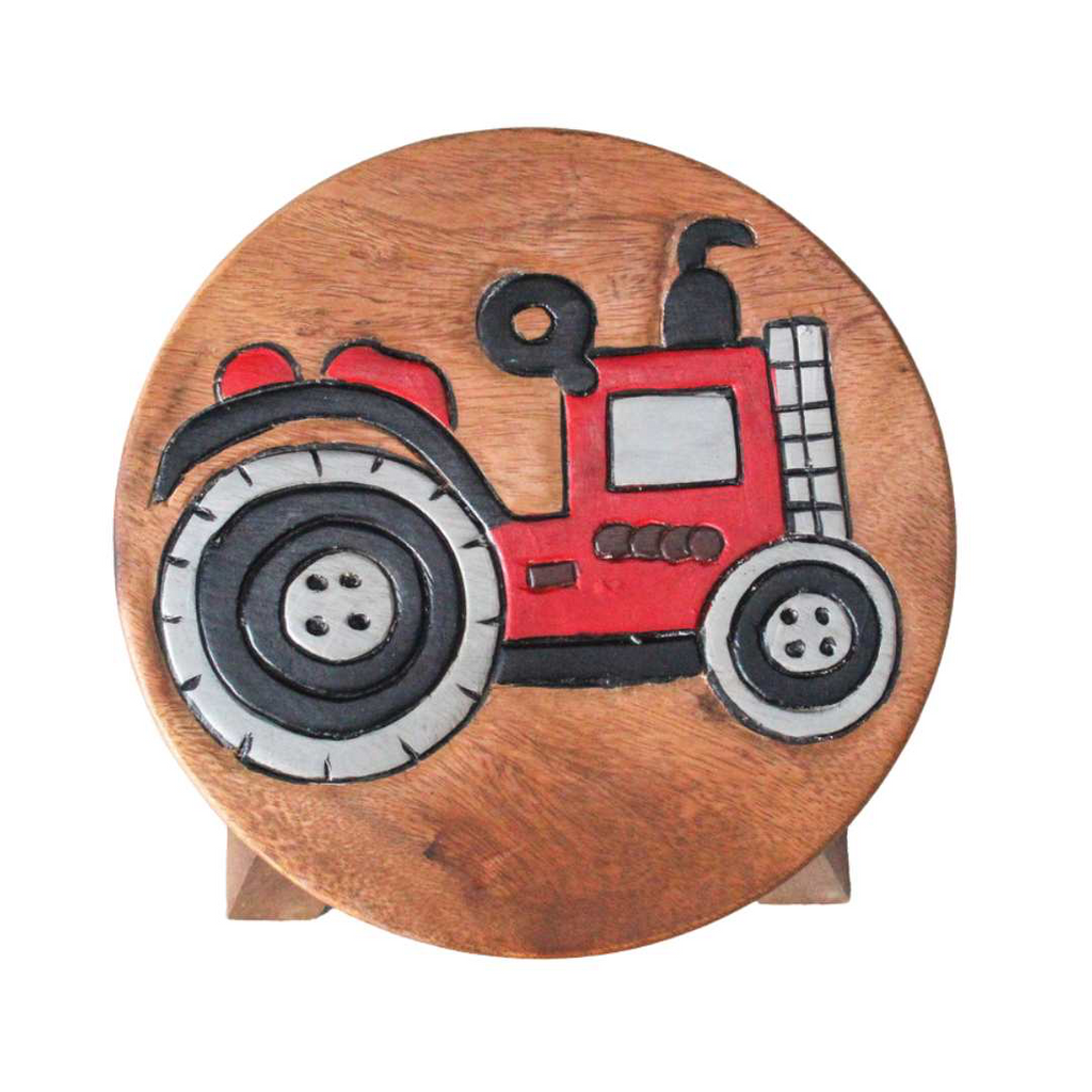 Red Tractor Kids Stool