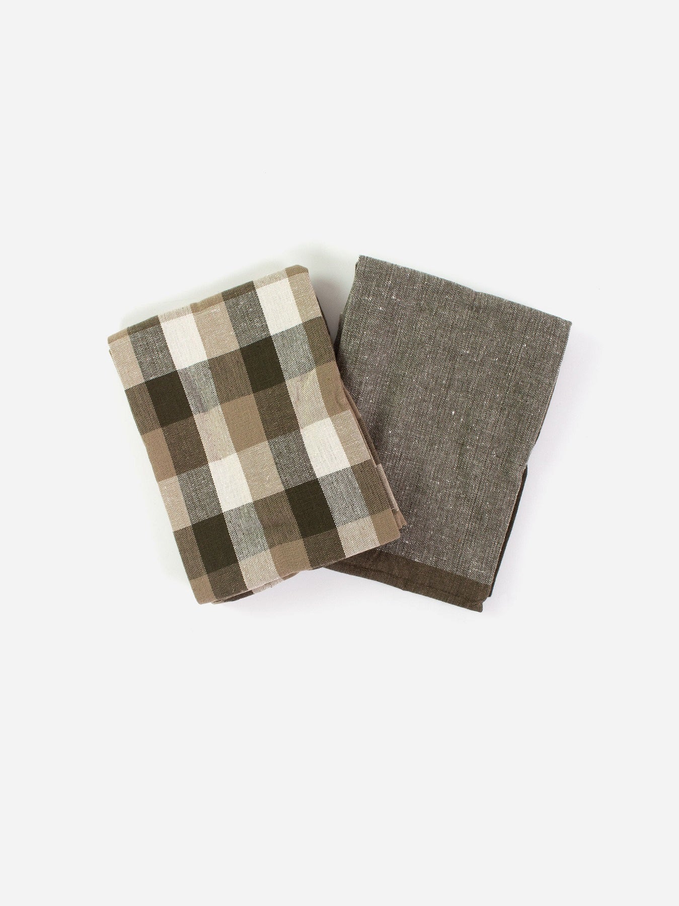 Check Tea Towel set of Two  Olive