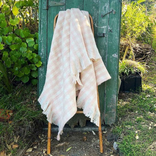 Throw Bliss Mohair Blend Blush Winter White