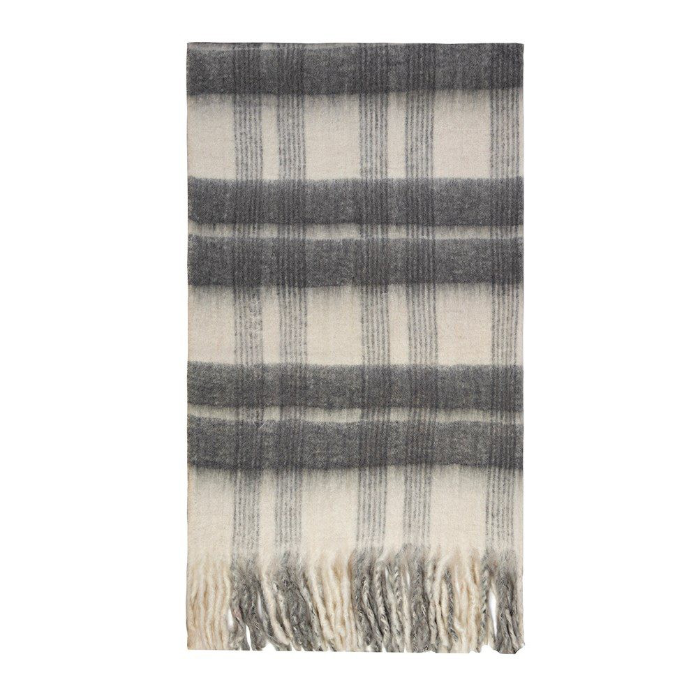 Throw Bliss wool Mohair Blend White Dark Grey