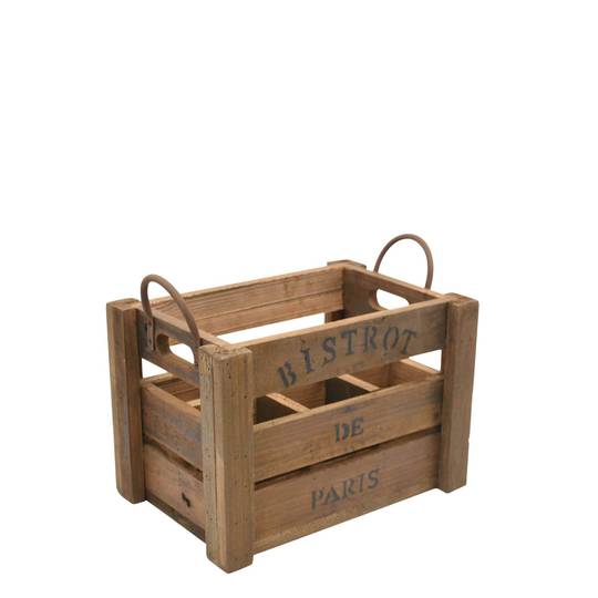 Wooden Wine Crate with Metal Handles