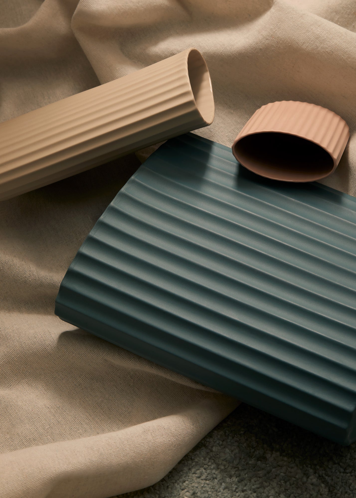 Ripple Oval Light Blue Vase