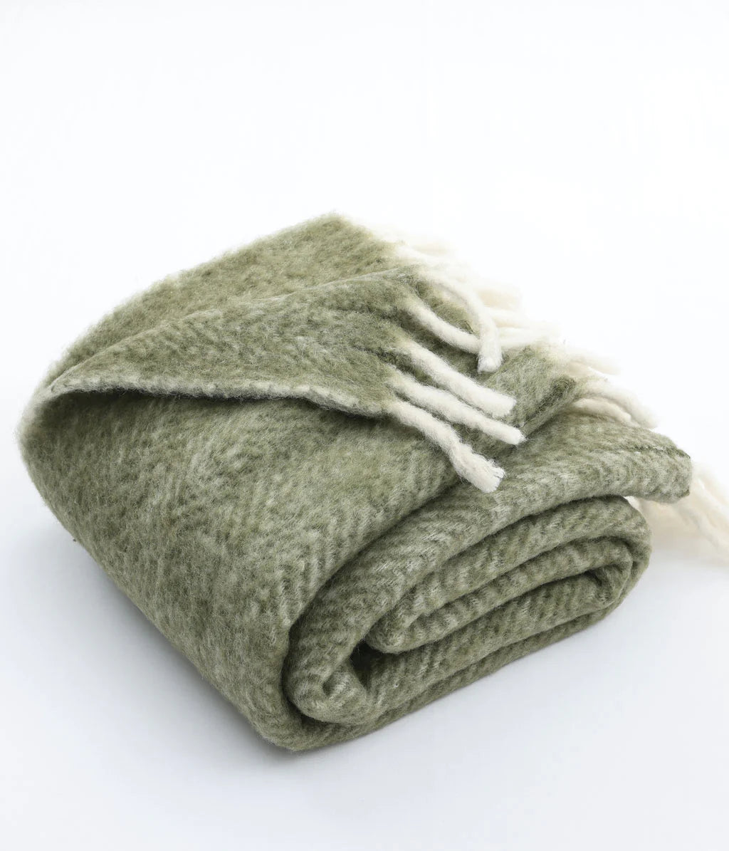 Throw NZ Wool  Olive Khaki