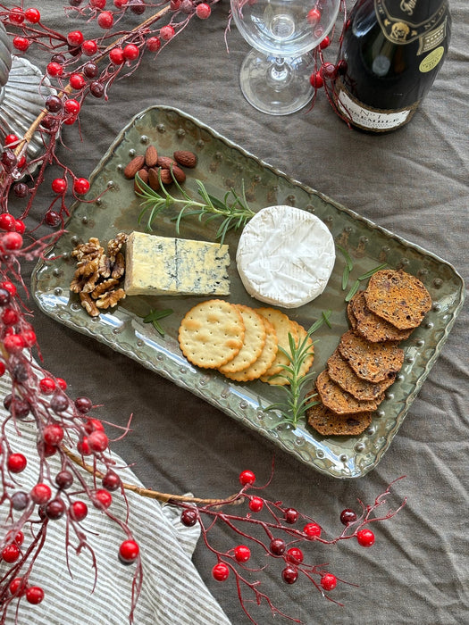 Beaded Platter Smokey Green