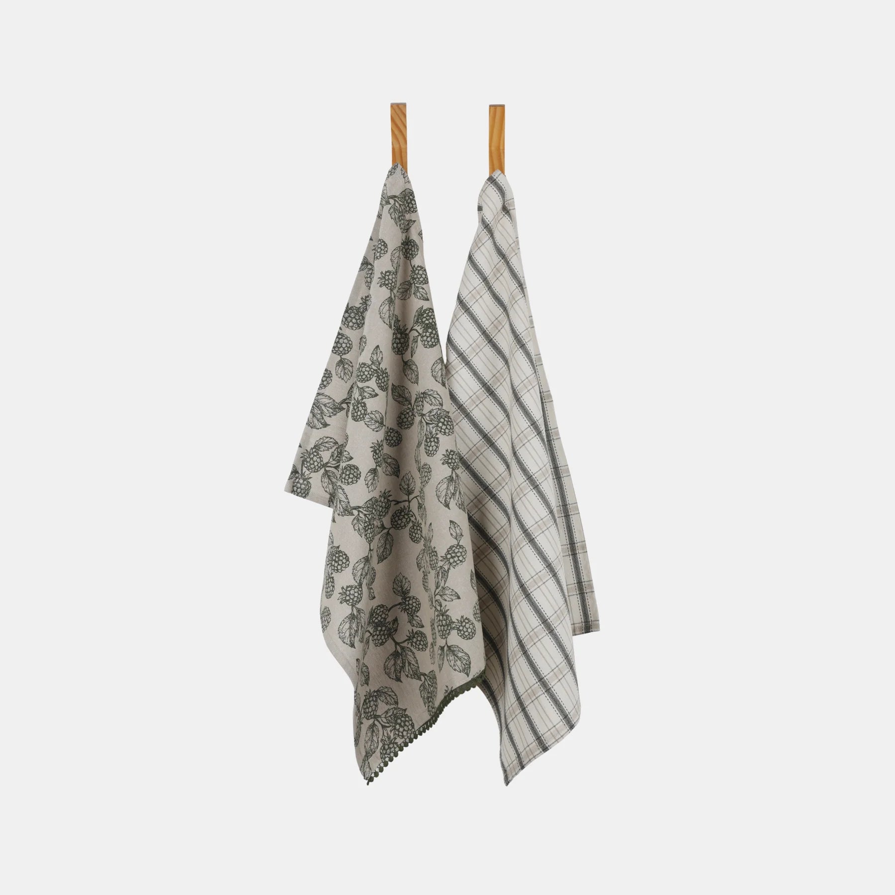 Berry Tea Towel pack of two Olive