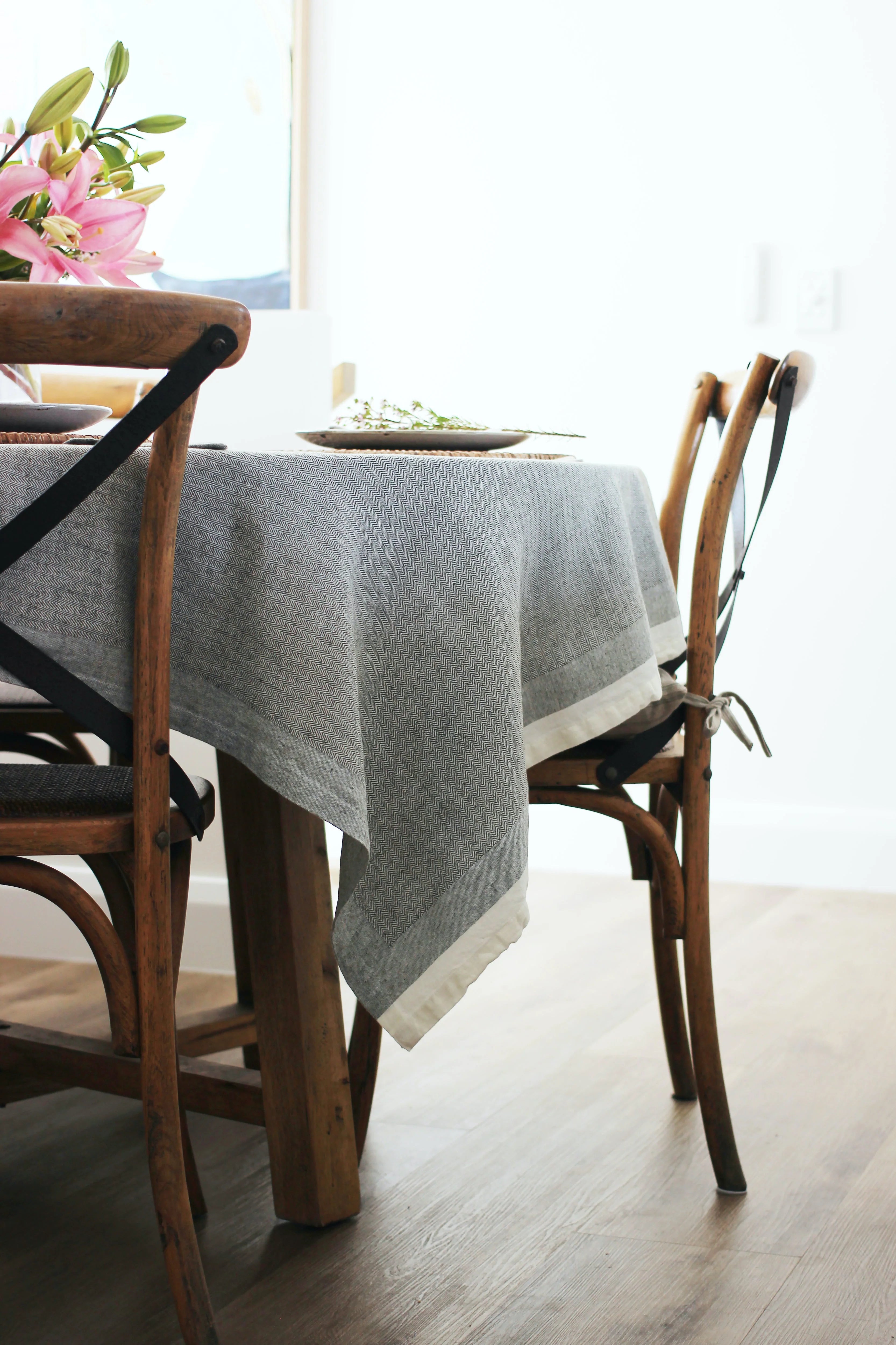 Tablecloth Herringbone Dark Slate 140cm W x240cm L