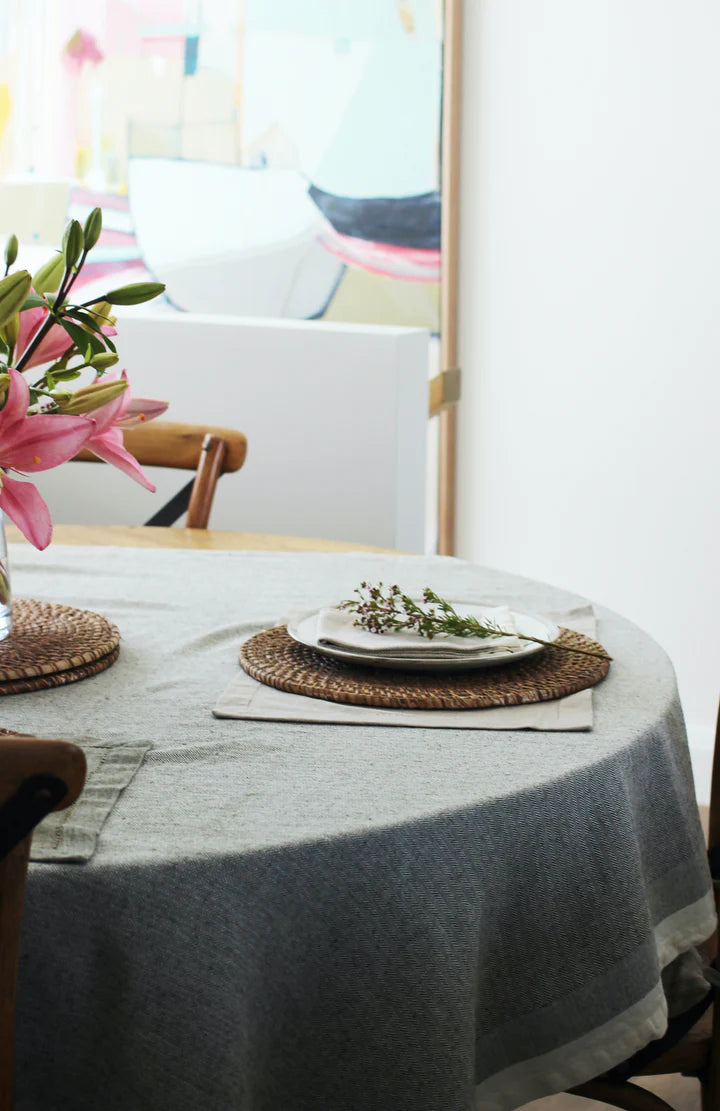 Tablecloth Herringbone Dark Slate 140cm W x240cm L