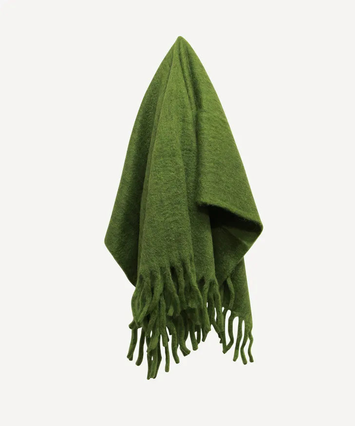 Throw Solid fringed Green