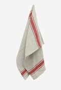 Tea Towel Classic stripe  Natural and Red