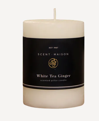 Maison Pillar Candle White Tea Ginger 3x4