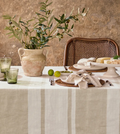 Stripe Linen Tablecloth Stone Small 280cmLx150cmW
