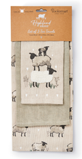 Highland Sheep set of 3 Tea Towels