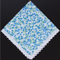 Hankie Blue Floral Lace Edge