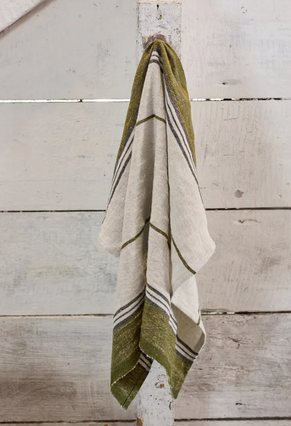 Tea Towel Green Selvedge Edge