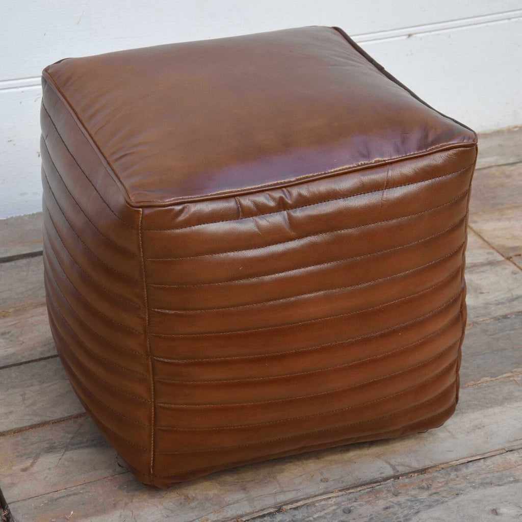 Leather Pouf Footstool