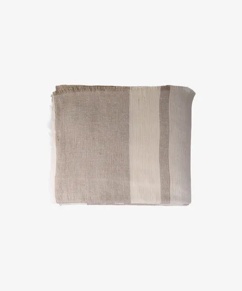 Stripe Linen Tablecloth Stone Small 280cmLx150cmW