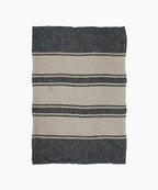 Twill Tea Towel Charcoal with Natural Stripes