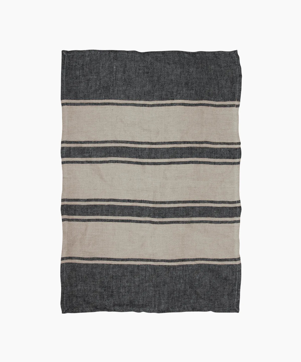 Twill Tea Towel Charcoal with Natural Stripes