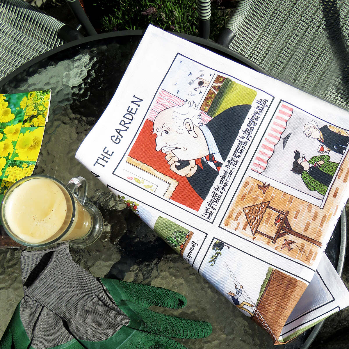 Tea Towel Tottering in the Garden