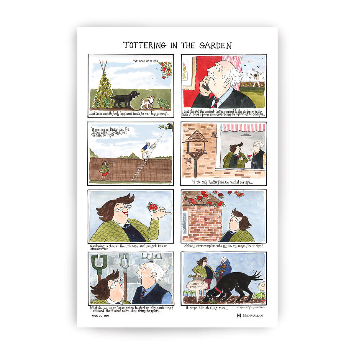 Tea Towel Tottering in the Garden