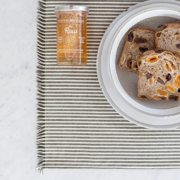 Abbey Striped Tablecloth Olive Green