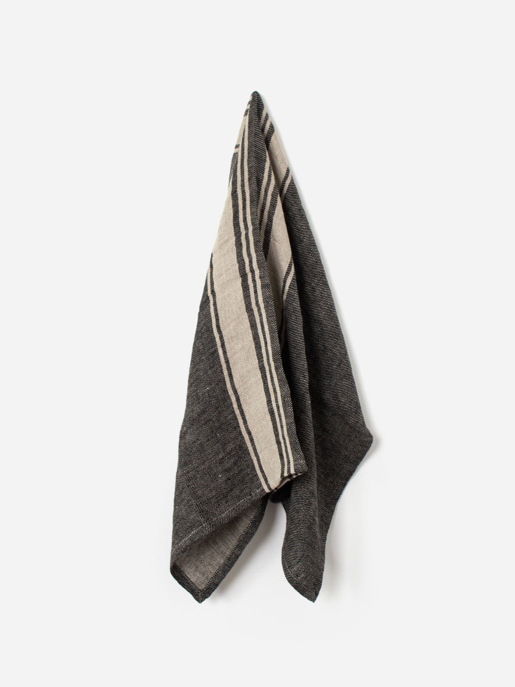 Twill Tea Towel Wide Charcoal Band