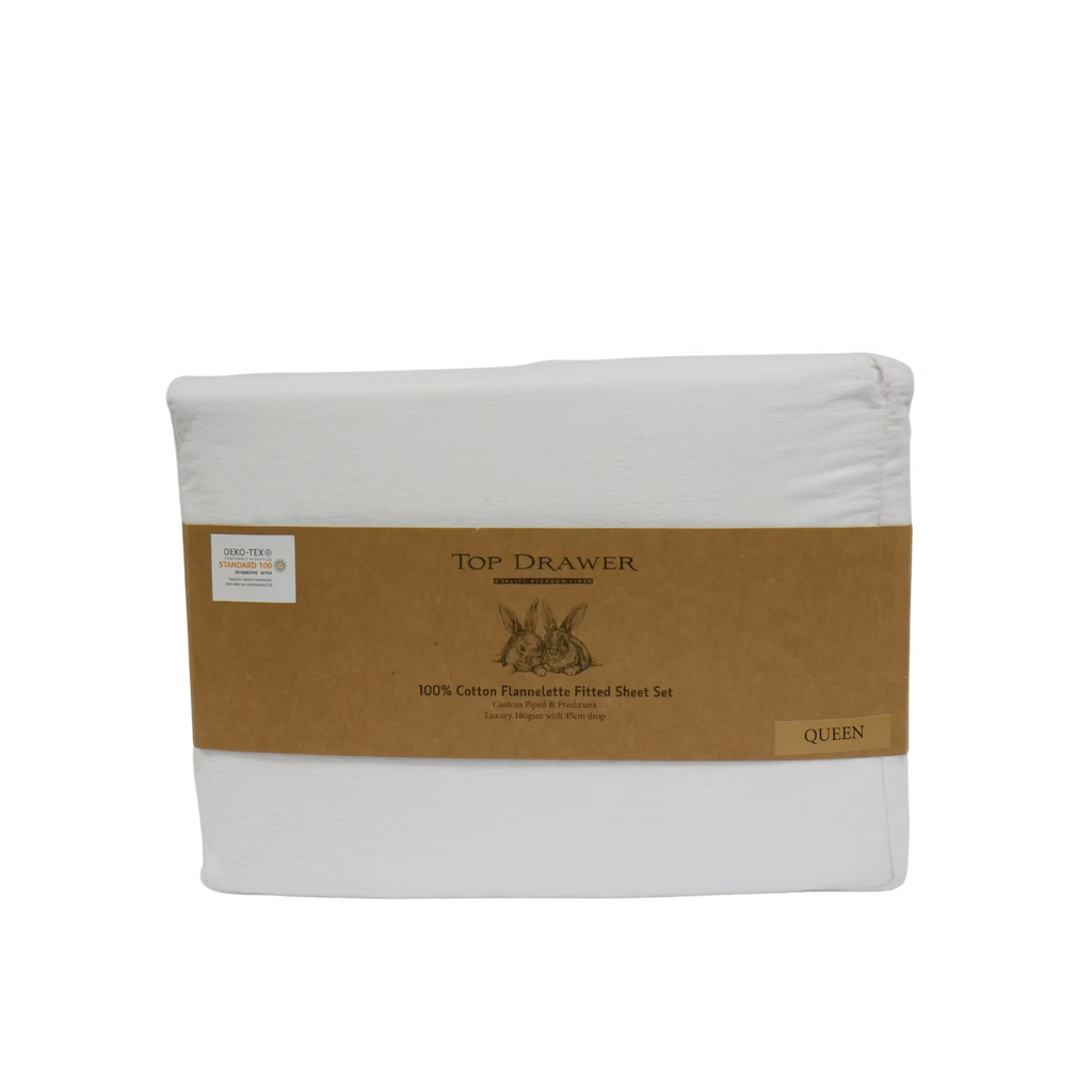 Flannellete Sheet Set Queen White