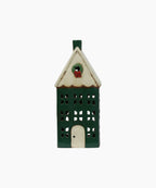 Christmas Tea light House Blue with Wreath