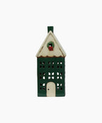 Christmas Tea Light House Green with Wreath Large